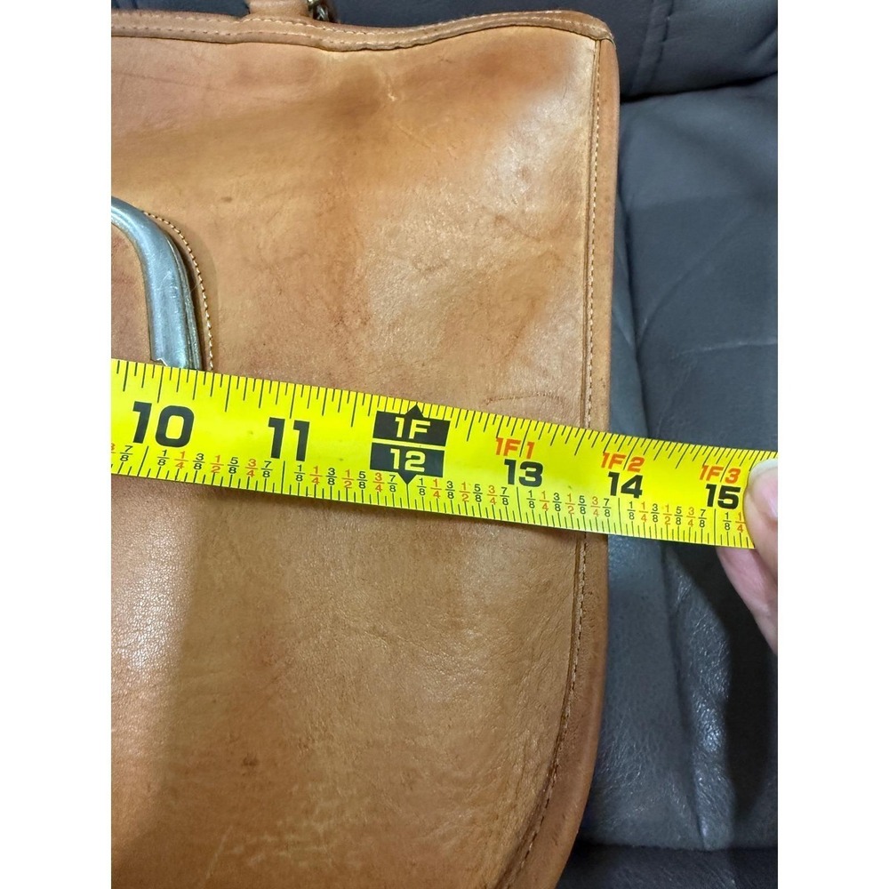 Vintage Coach Tan Leather Kiss Lock Bonnie Cashin Handle Bag 1970's - Picture 12 of 16